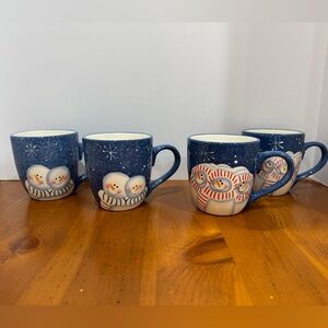 Cottagecore vintage snowman mugs lot of 4